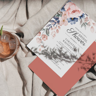 Budget Pink Floral Bridal Shower Invitation Stationery