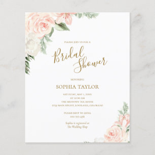 Budget Pink Floral Budget Bridal Shower Invitation