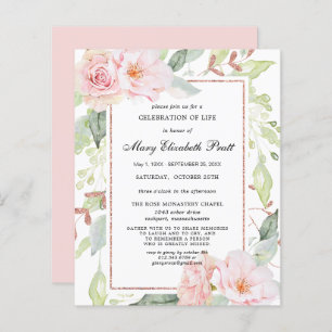 Budget Pink Floral Celebration of Life Invitation