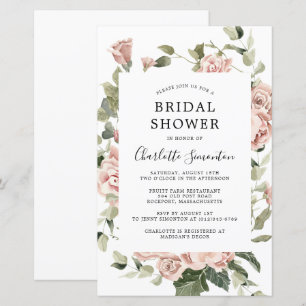 Budget Pink Floral Eucalyptus Bridal Shower Invite