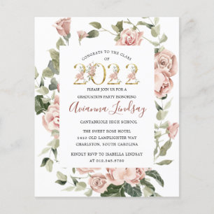 Budget Pink Floral Graduation Party Invitation Flyer