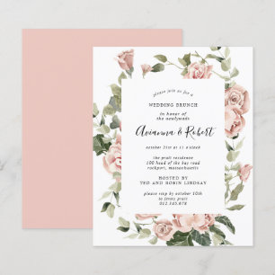 Budget Pink Floral Post Wedding Brunch Invitation