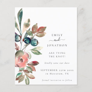 Budget Pink Florals QR Code Wedding Save The Date