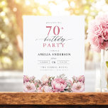 Budget Pink Garden Floral 70th Birthday Invitation Flyer<br><div class="desc">Celebrate in style with a garden floral calligraphy 70th birthday invitation, perfect for a milestone event. Featuring vibrant floral designs and elegant calligraphy, this invitation sets a whimsical yet sophisticated tone for your celebration. The lush garden theme blends natural beauty with graceful typography, creating a timeless and inviting look. Ideal...</div>