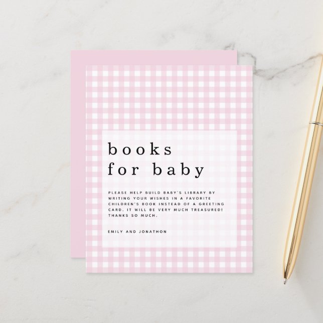 Budget Pink Gingham Books for Baby enclosure (Front/Back In Situ)