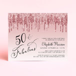 Budget Pink Glitter 50th Birthday Party Invitation<br><div class="desc">Elegant,  chic and budget-friendly 50th birthday party invitation featuring "50 & Fabulous" written in stylish script against an ombre pink background,  with pink and rose gold faux glitter dripping down. You can personalise with her name and the party details.</div>