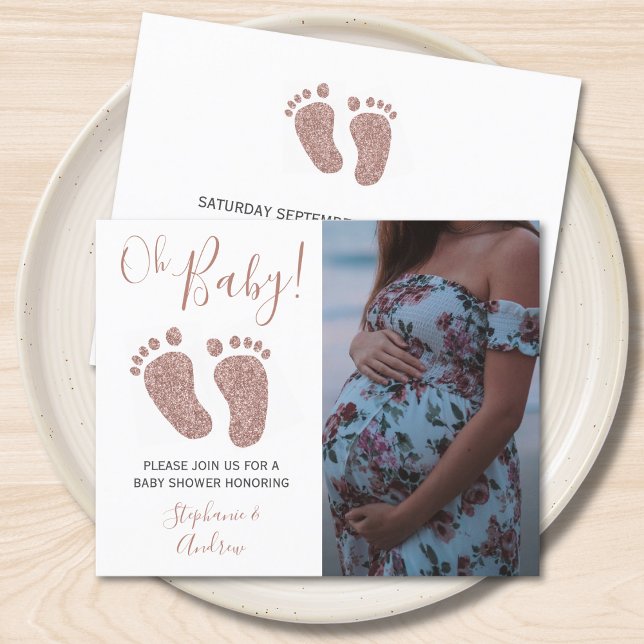 Budget Pink Glitter Feet Baby Shower Invitation (Creator Uploaded)