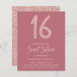 BUDGET Pink Glitter Sweet 16 Invitation<br><div class="desc">Modern glitter invitation. **PLEASE READ BEFORE PURCHASING** 1. Budget stationery measures 4.5" x 5.6" and fits inside an A6 envelope. You can add white envelopes to your order. 2. Each sheet is one item - no cutting is required. 3. The cardstock is bright white with a semi-gloss finish and 110lbs...</div>