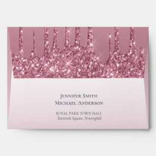BUDGET Pink Glitter Wedding Envelope