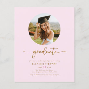 Budget Pink & Gold Photo Graduate Graduation Party