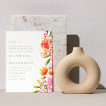 Budget Pink Green Floral Wedding Invitation<br><div class="desc">Budget Modern Pink and Orange Watercolor Floral Formal Wording Wedding Invitation with Green Typography</div>