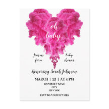 Budget pink heart baby girl shower invitation