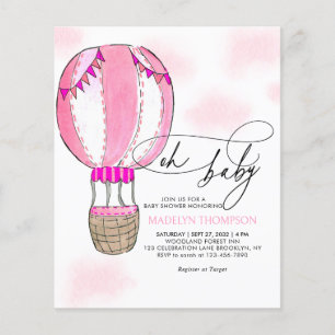 BUDGET Pink Hot Air Balloon Girl Oh Baby Shower