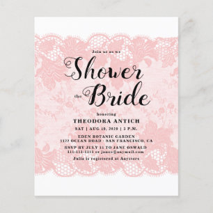 Budget Pink Lace Bridal Shower Invitation