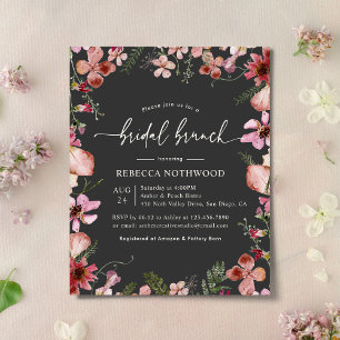 Budget Pink Magenta Grey Bridal Brunch Invitation