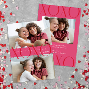 Budget Pink Modern XOXO Photo Valentine's Day Holiday Card