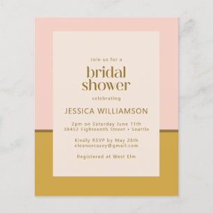 Budget Pink Mustard Geometric Bridal Shower Invite