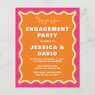 Budget Pink Orange Engagement Party Invitation