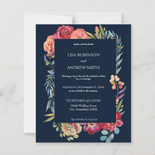 Budget Pink & Plum Tropical Floral Navy V1 Wedding