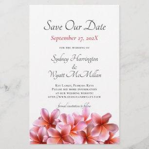 Budget Pink Plumeria Save the Date Wedding  Flyer