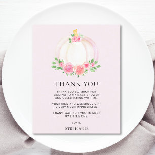 Budget Pink Pumpkin Baby Shower Thank You Card