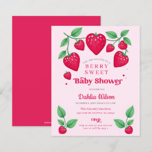 Budget Pink Red Berry Sweet Baby Shower Invite