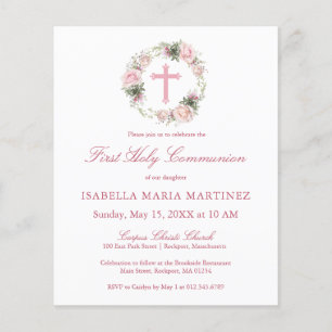 Budget Pink Rose Floral First Holy Communion