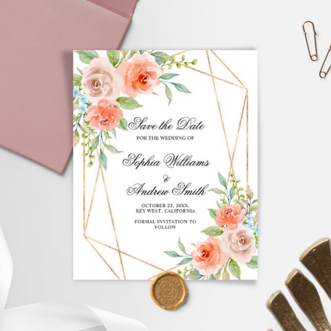 BUDGET Pink Rose & Gold Frame Save The Date (Creator Uploaded)