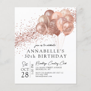 Budget Pink Rose Gold Glitter Balloon Birthday