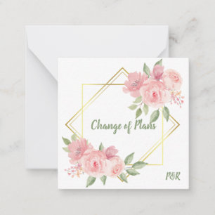 Budget, pink roses with golden frame.  card