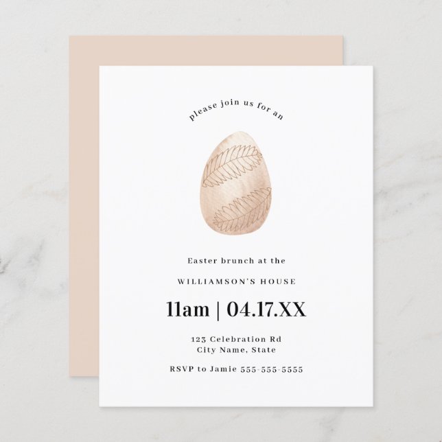 Budget Pink Simple Minimal Watercolor Easter Egg  (Front/Back)