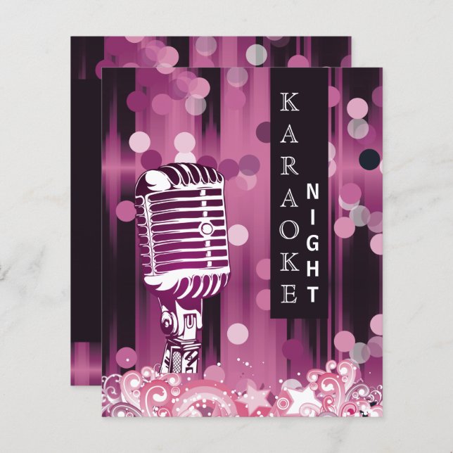 Budget Pink Sweet 16 Karaoke Invitation (Front/Back)