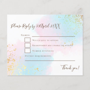 Budget Pink Teal with Gold Confetti Wedding RSVP