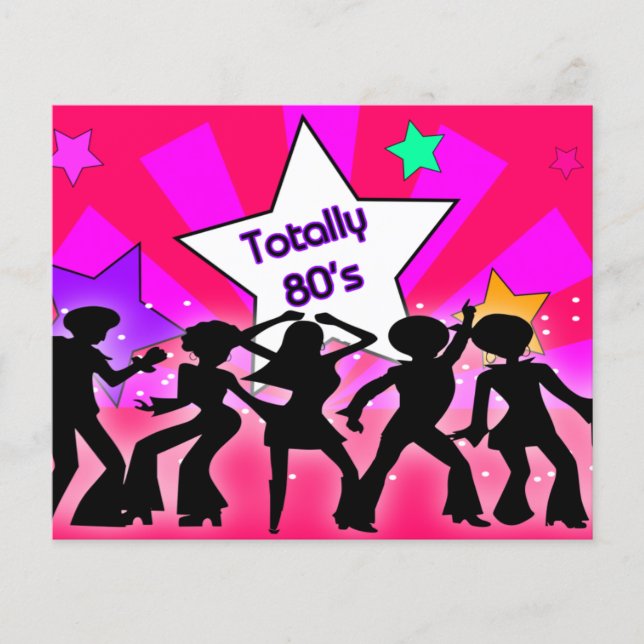 Budget Pink Totally 80's Retro Party Invitation (Front)