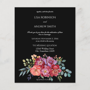 Budget Pink Tropical Floral Black V2 Wedding Flyer