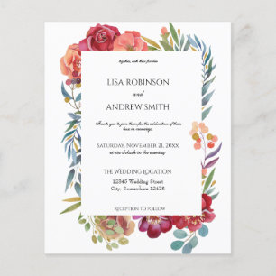 Budget Pink Tropical Floral White V1 Wedding Flyer