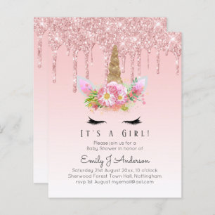 BUDGET Pink Unicorn Baby Shower Dripping Glitter
