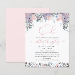 Budget Pink Watercolor Floral Girl Baby Shower