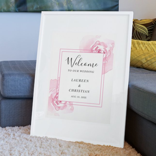 Budget Pink Watercolor Roses  Wedding  Poster (Creator Uploaded)