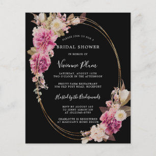 Budget Pink White Boho Bridal Shower Invitation