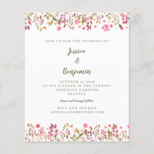 Budget Pink Wildflowers Floral Border Wedding