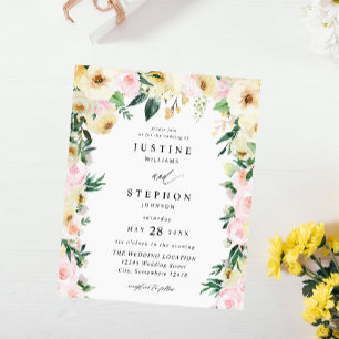Budget Pink & Yellow Floral Wedding Flyer