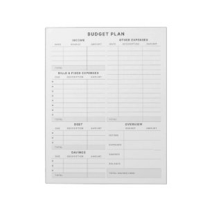 Budget Planner Income and Expense Tracker Layout Notepad