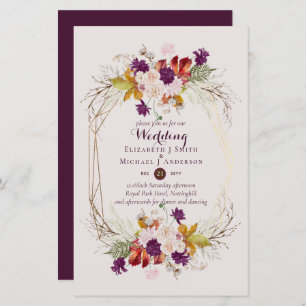 BUDGET Plum and Coral Wedding Invitations A9