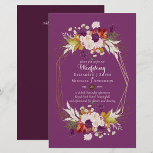 BUDGET Plum and Coral Wedding Invitations A9