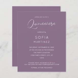 Budget Plum Purple MOD Calligraphy Quinceanera