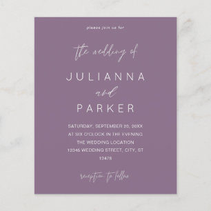 Budget Plum Purple MOD Calligraphy Wedding Flyer