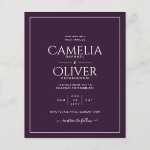BUDGET Plum Purple MONOCHROME Wedding Flyer