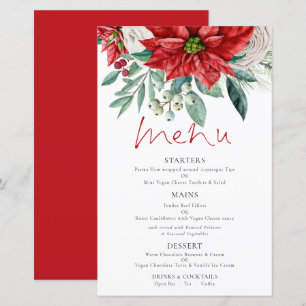 Budget Poinsettia Florals Wedding Menu