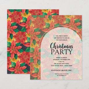 Budget Poinsettias Christmas Party Invitation